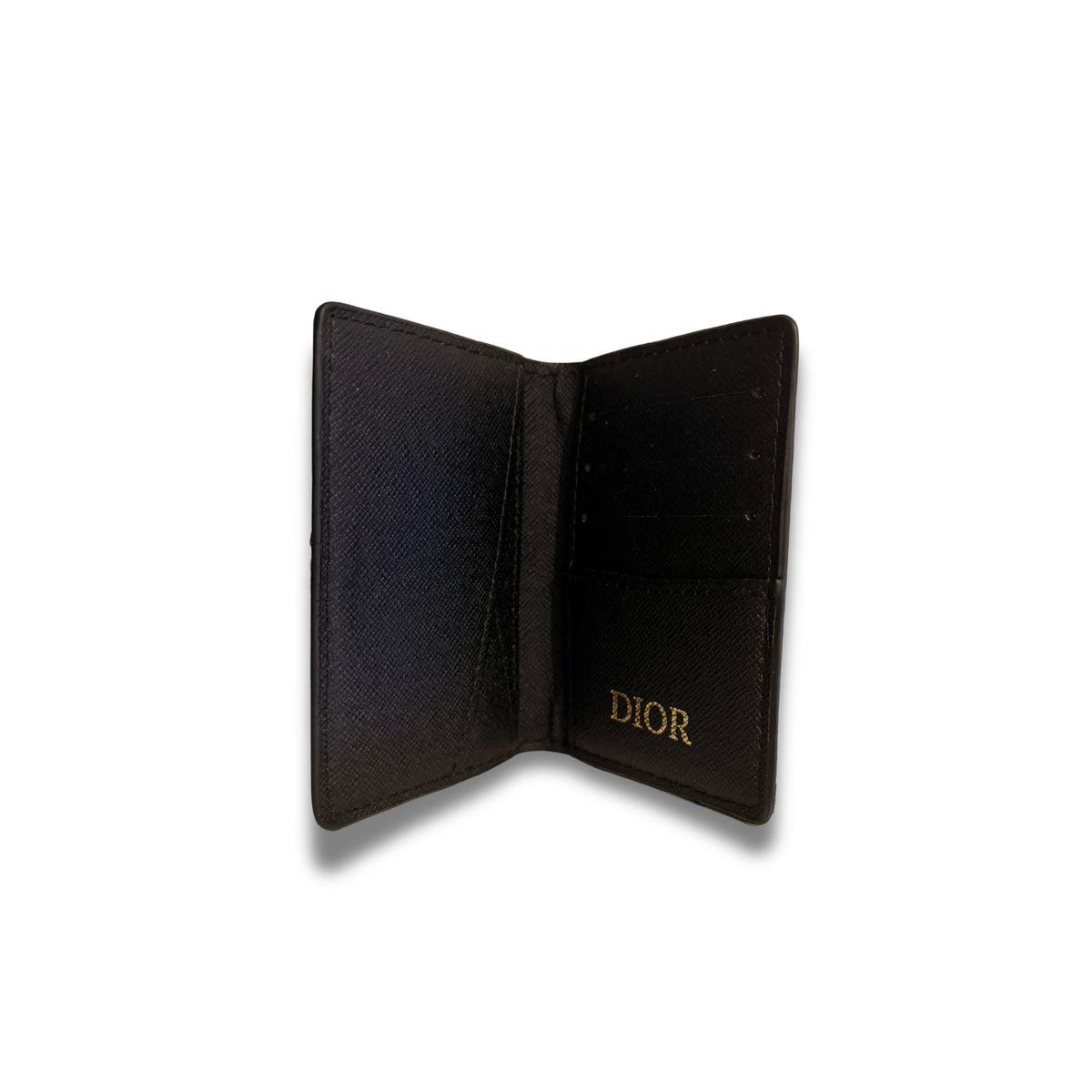 DIOR LEATHERETTE FLIP CARD HOLDER - BLACK
