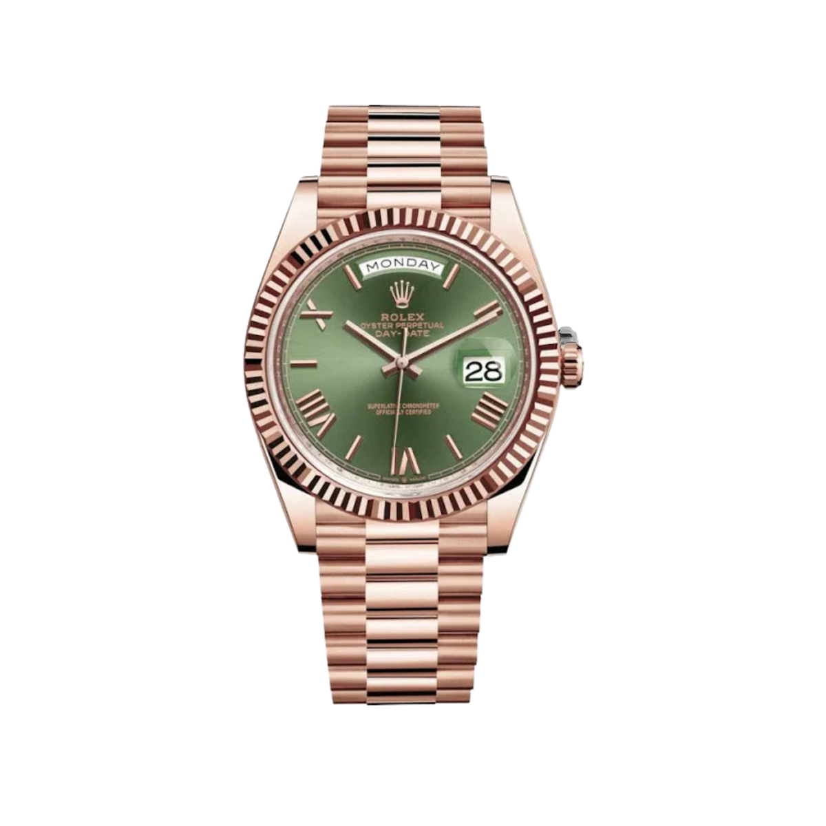 ROLEX DAY DATE 40 ROSE GOLD OLIVE DIAL