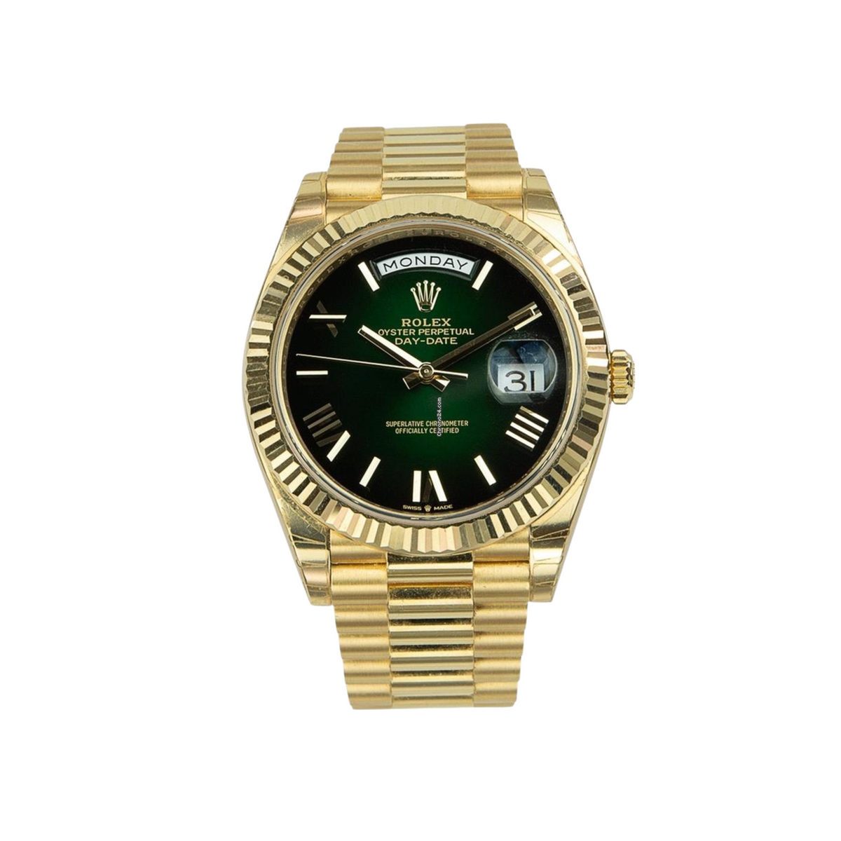 ROLEX DAY DATE 40 YELLOW GOLD OMBRE GREEN DIAL