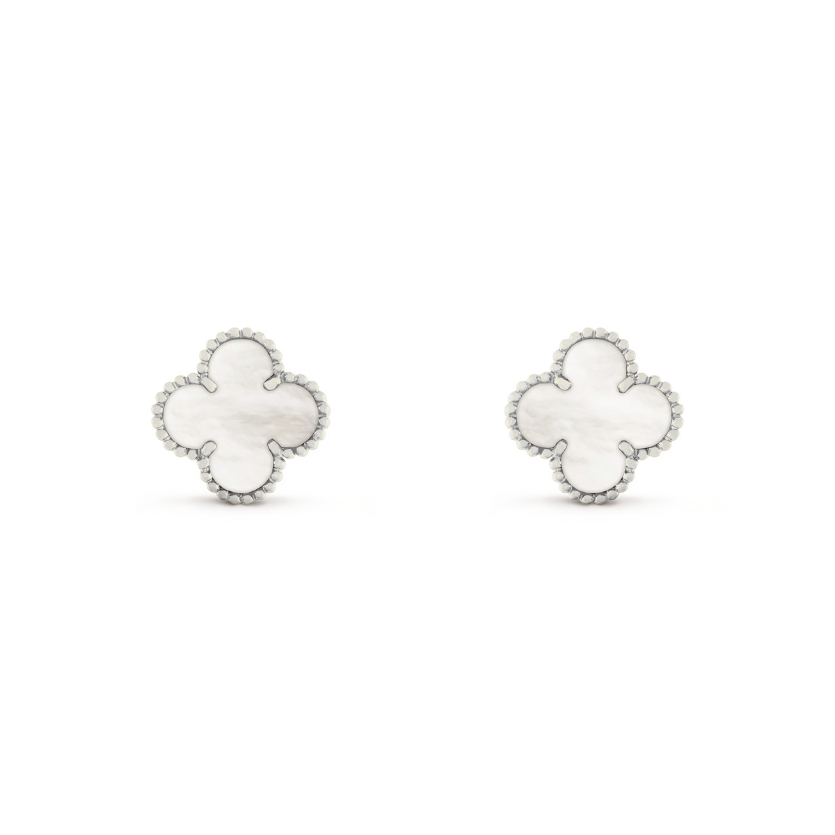 VAN CLEEF VINTAGE ALHAMBRA EARRINGS - SILVER/WHITE