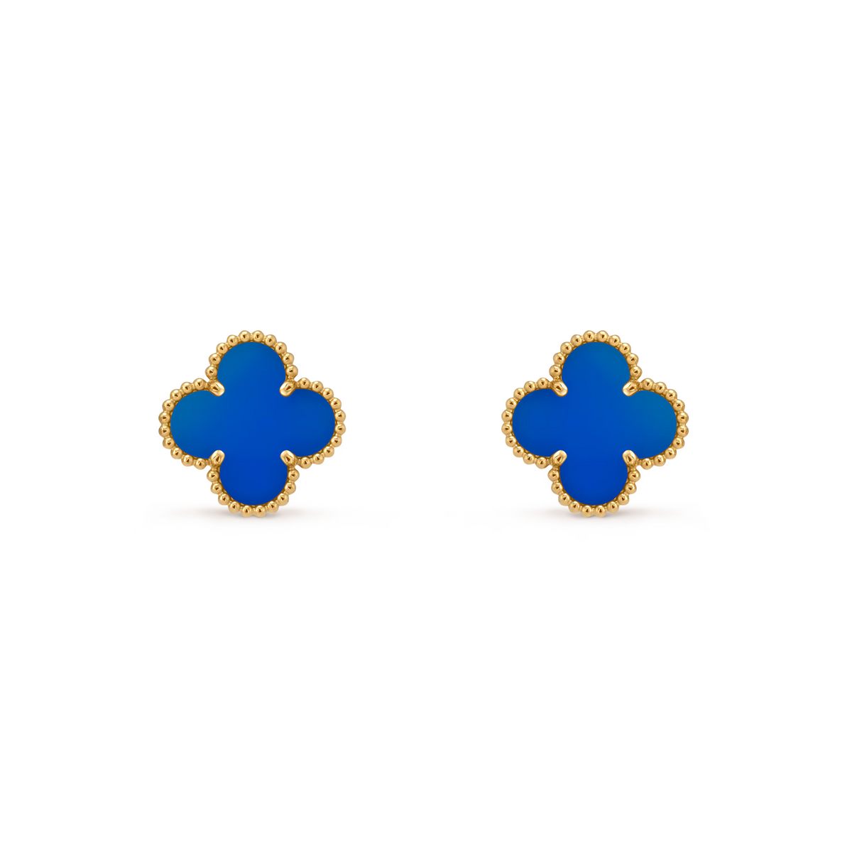 VAN CLEEF VINTAGE ALHAMBRA EARRINGS - GOLD/BLUE