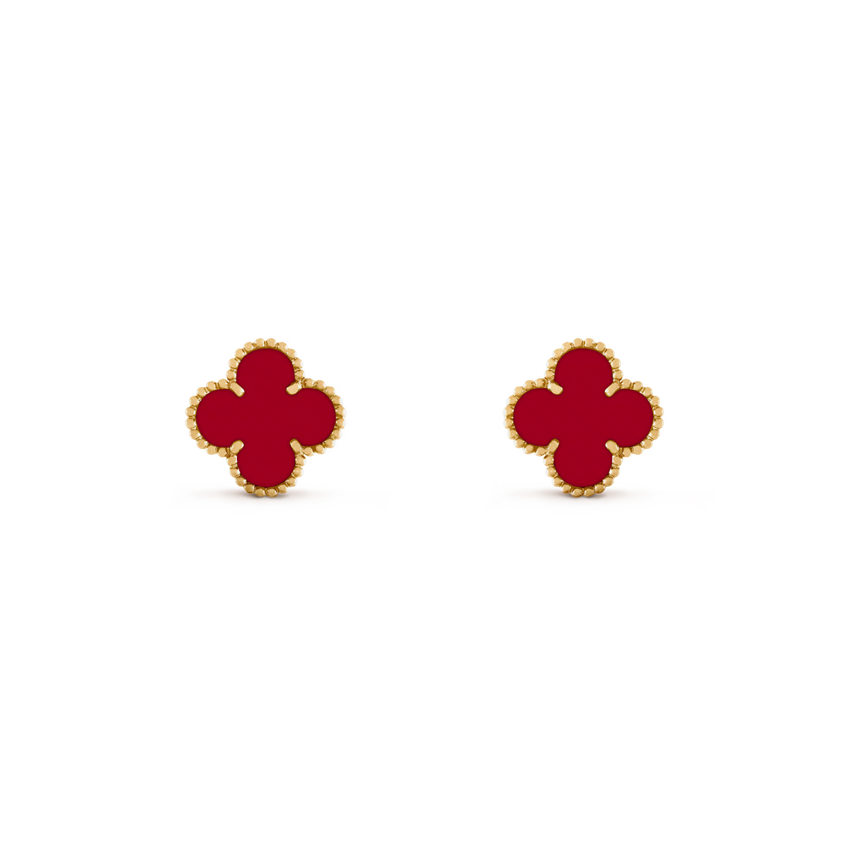 VAN CLEEF VINTAGE ALHAMBRA EARSTUDS - GOLD/RED