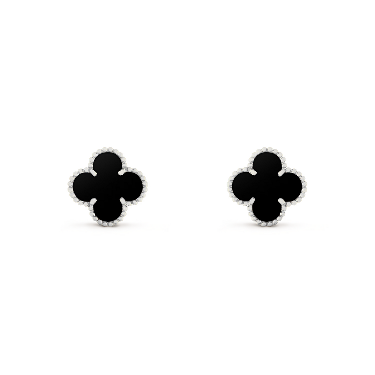 VAN CLEEF VINTAGE ALHAMBRA EARRINGS - SILVER/BLACK