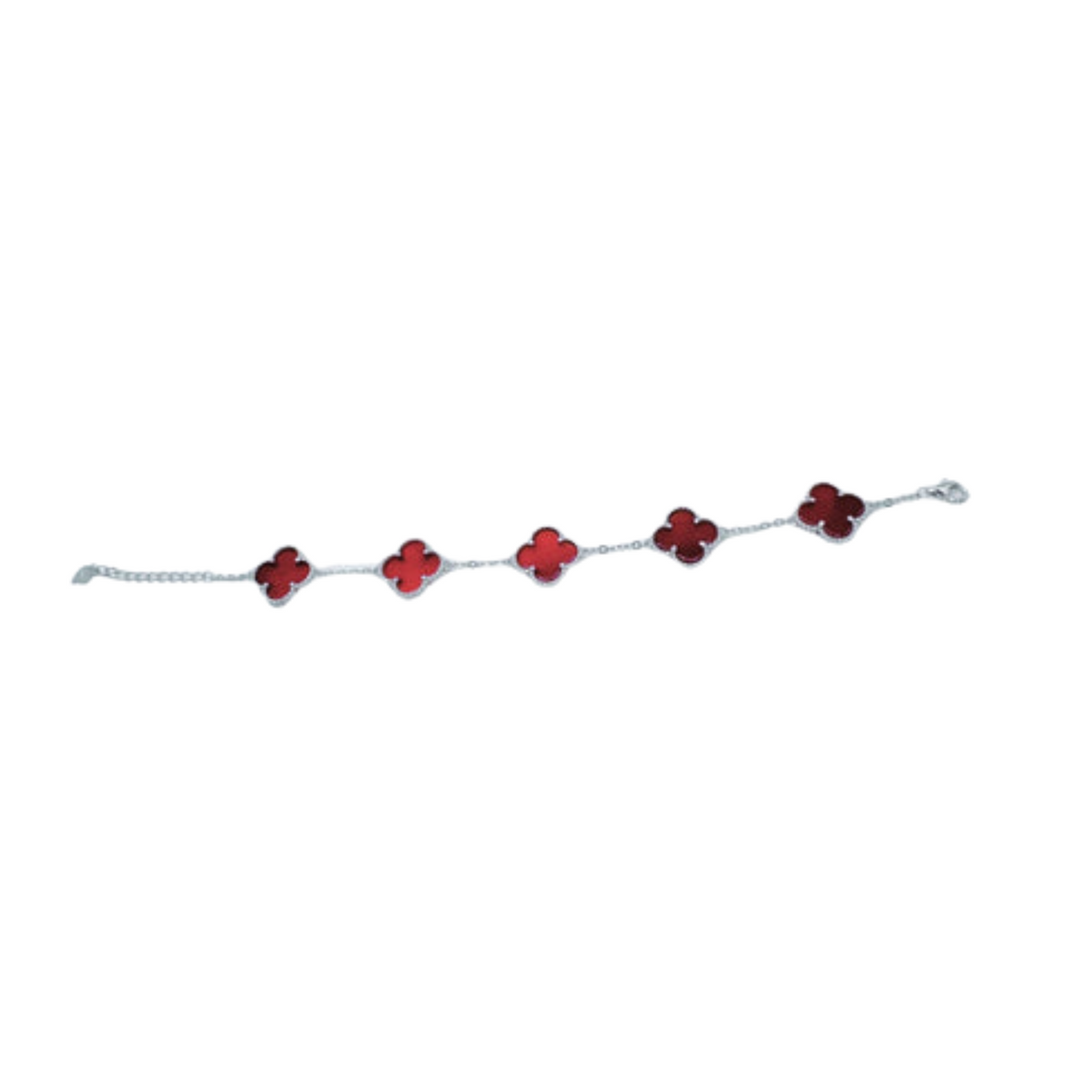 VAN CLEEF VINTAGE ALHAMBRA BRACELET SMALL PENDANTS- SILVER/RED