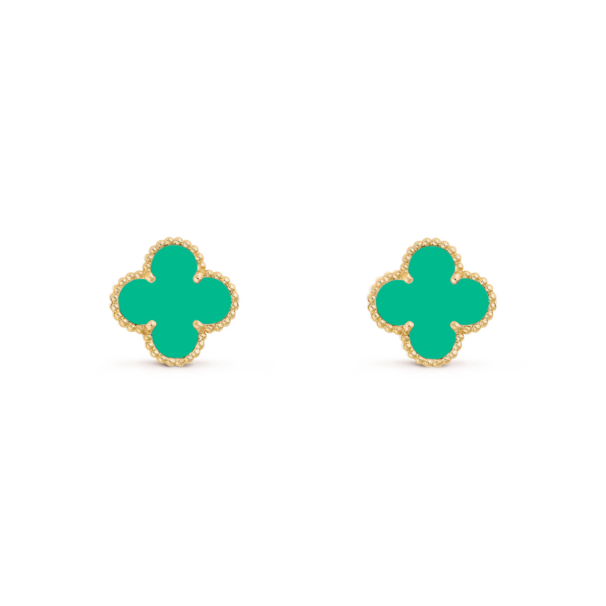 VAN CLEEF VINTAGE ALHAMBRA EARRINGS - GOLD/TEAL