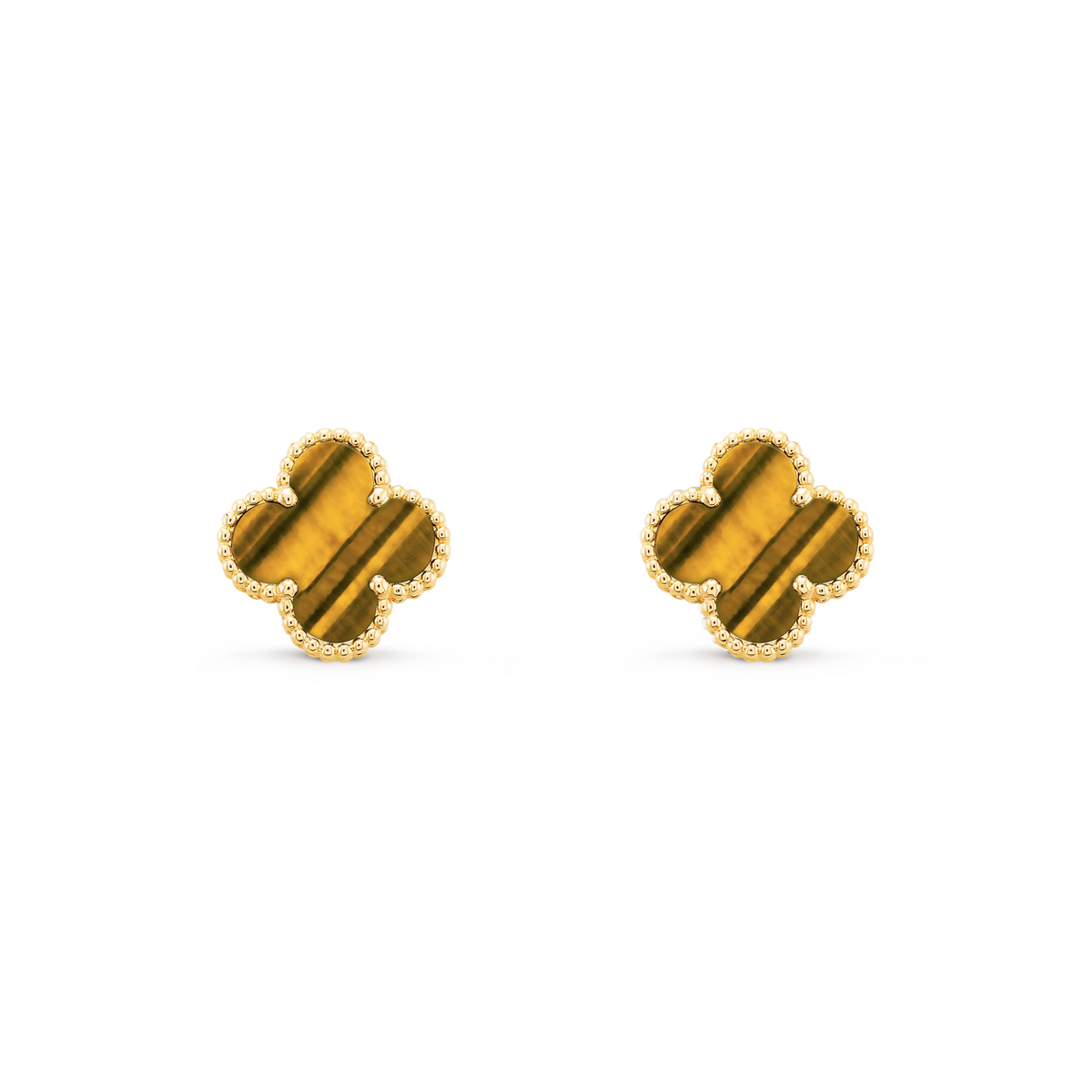 VAN CLEEF VINTAGE ALHAMBRA EARRINGS - GOLD/TIGER EYE