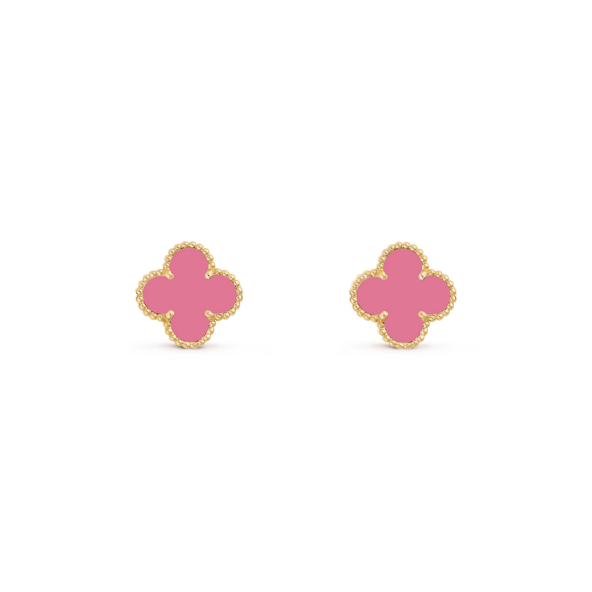 VAN CLEEF VINTAGE ALHAMBRA EAR STUDS - GOLD/PINK