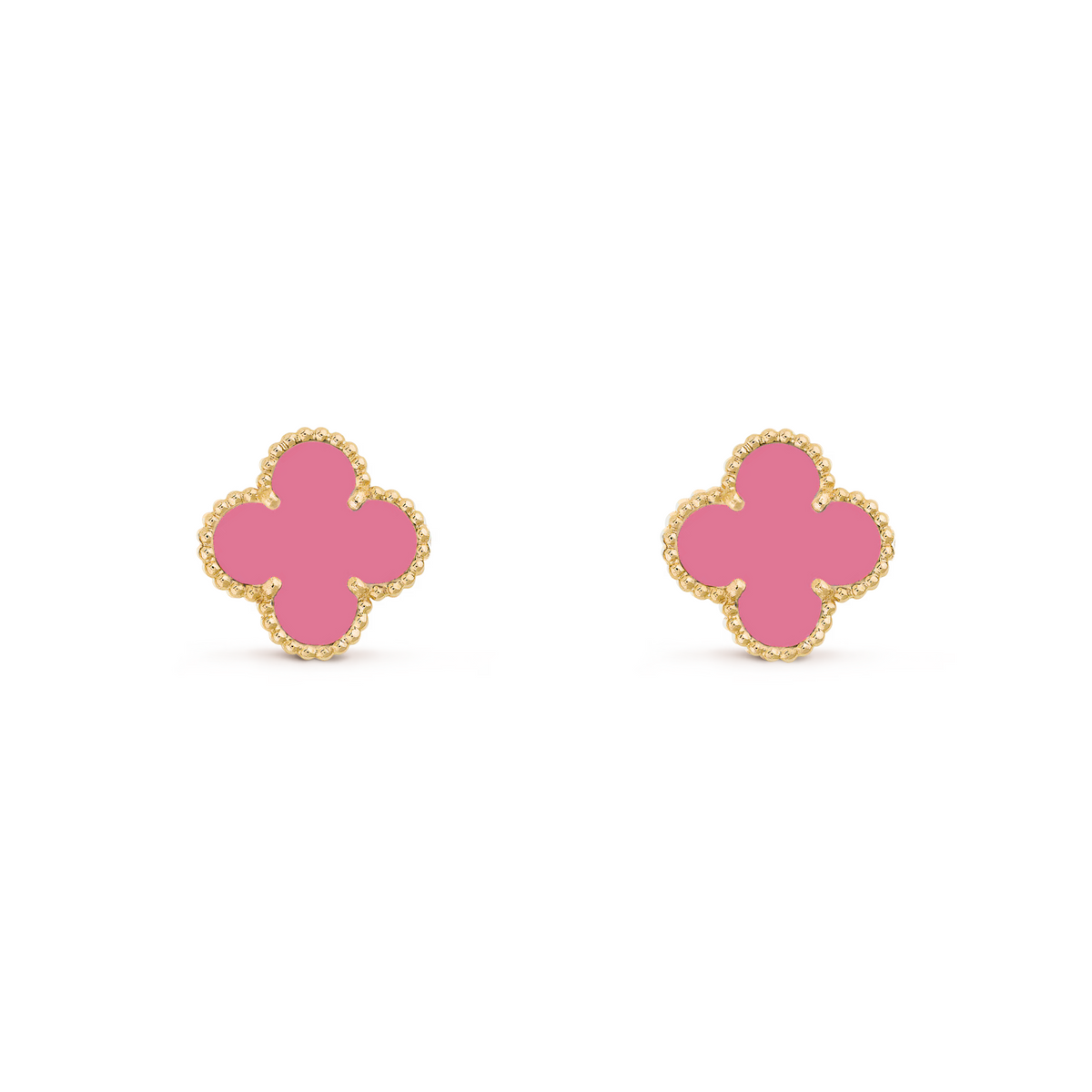 VAN CLEEF VINTAGE ALHAMBRA EARRINGS - GOLD/PINK