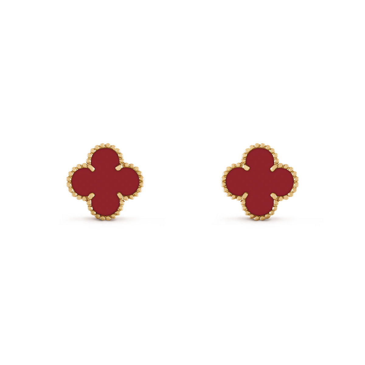 VAN CLEEF VINTAGE ALHAMBRA EARRINGS - GOLD/DEEP RED