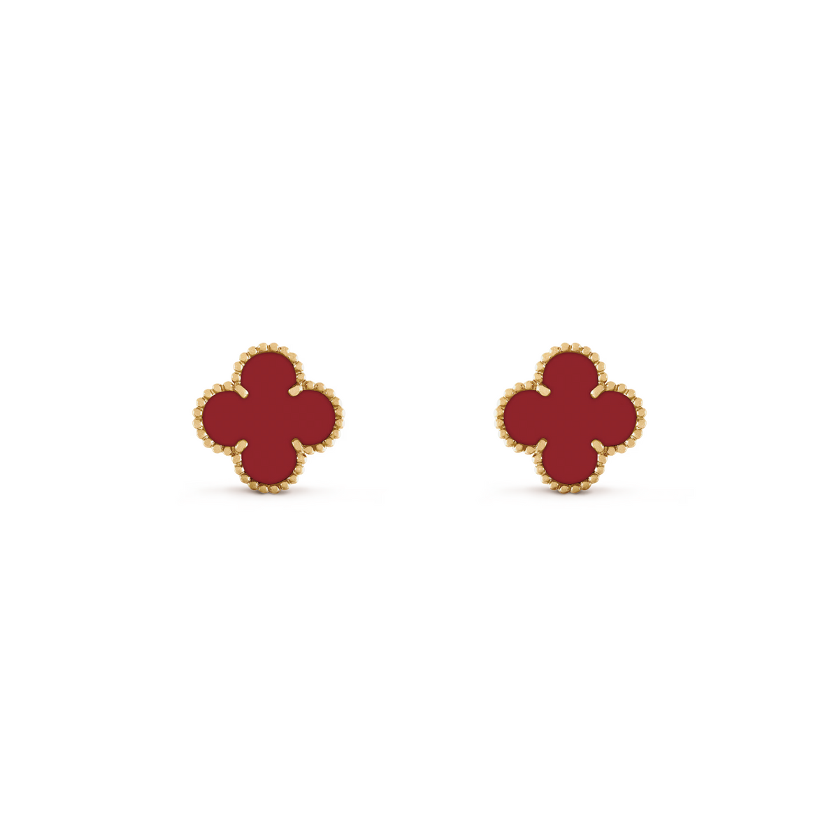 VAN CLEEF VINTAGE ALHAMBRA EARSTUDS - GOLD/DEEP RED