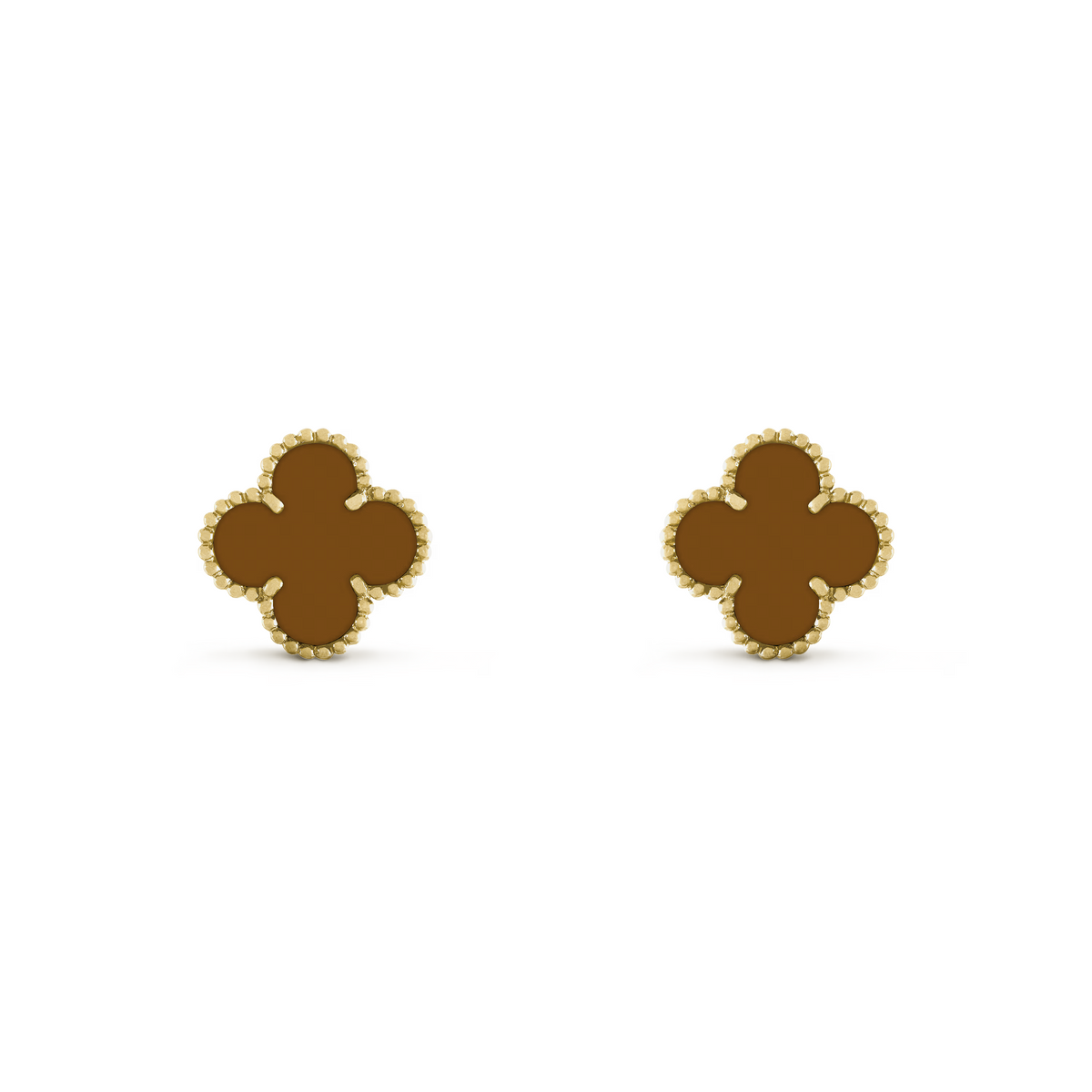 VAN CLEEF VINTAGE ALHAMBRA EARRINGS - GOLD/BROWN