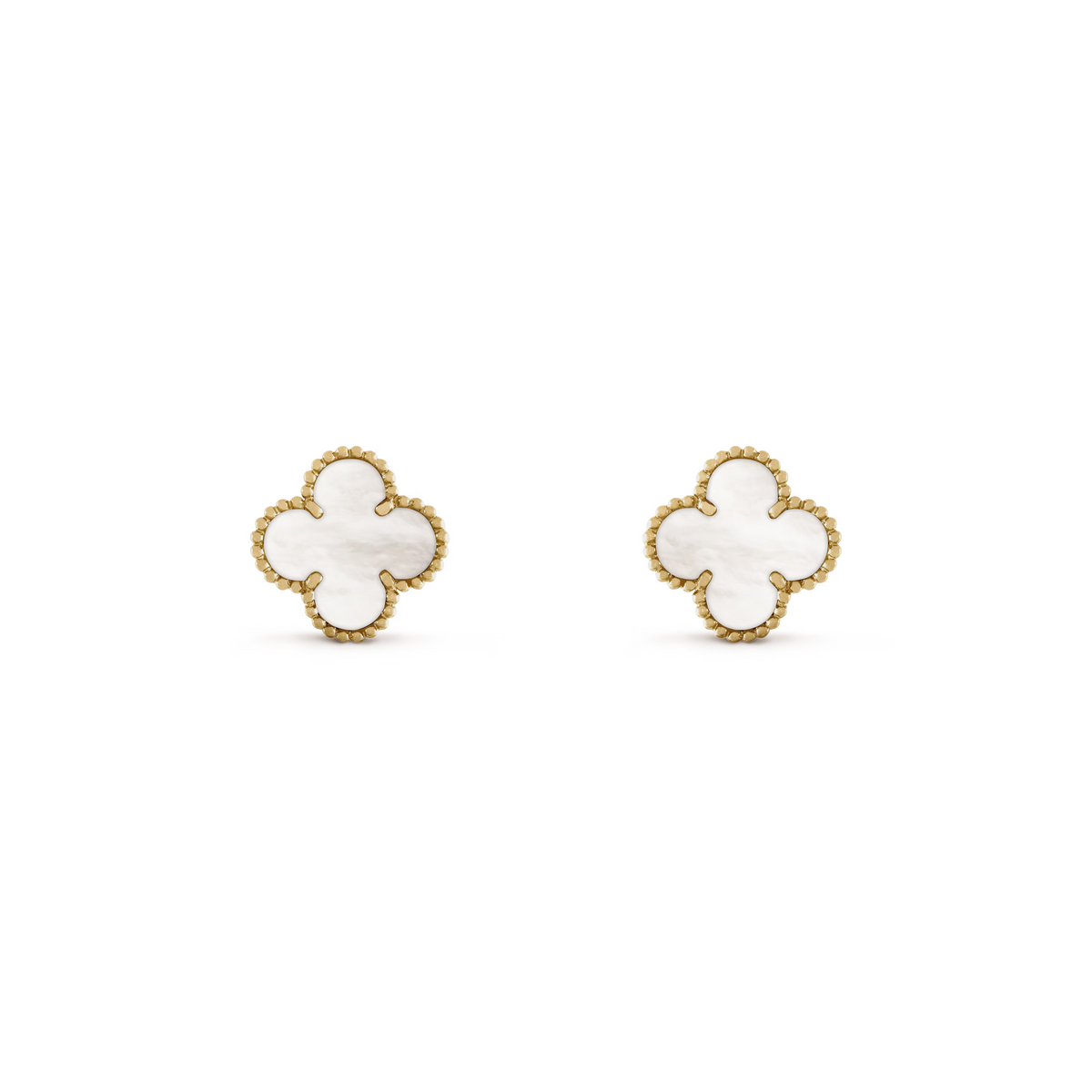 VAN CLEEF VINTAGE ALHAMBRA EARSTUDS - GOLD/WHITE