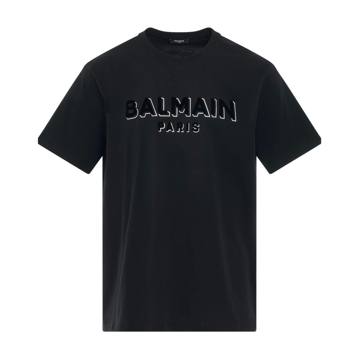 BALMAIN FLOCKED TSHIRT - BLACK