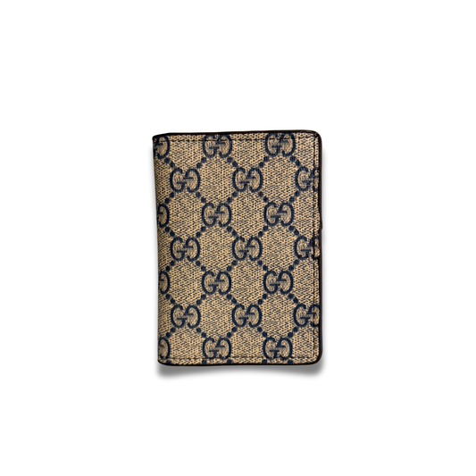 GUCCI GG CANVAS FLIP CARD HOLDER - BLUE/BROWN