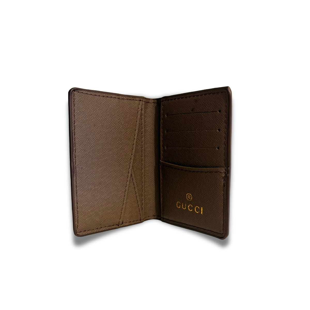 GUCCI GG CANVAS FLIP CARD HOLDER - BROWN