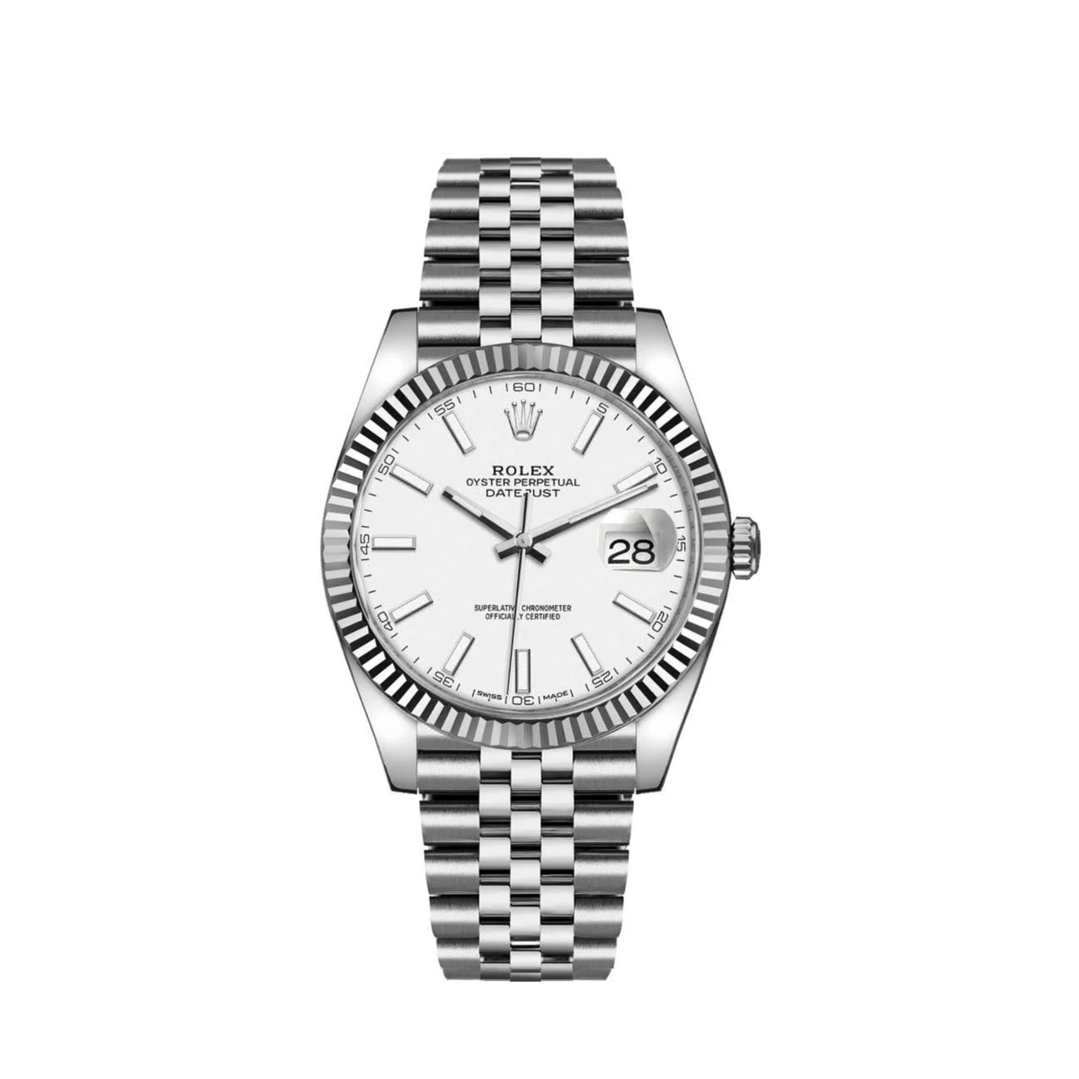 ROLEX DATEJUST 41 FLUTED WHITE DIAL