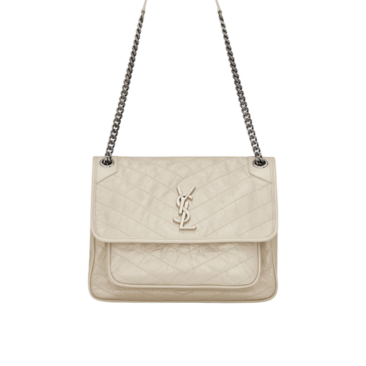 YVES SAINT LAURENT MEDIUM NIKI SHOULDER BAG - WHITE