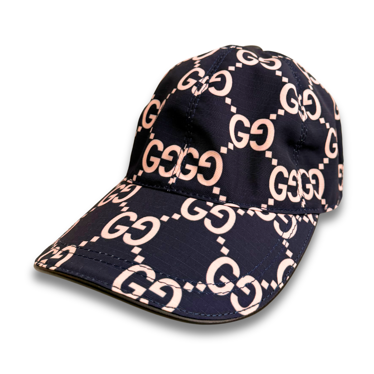 GUCCI GG STITCH NYLON HAT - DARK NAVY/CREAM
