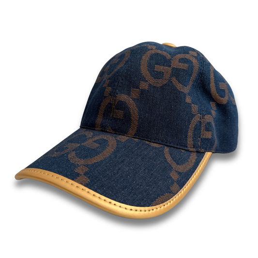 GUCCI GG JUMBO RIM HAT - NAVY/GOLD