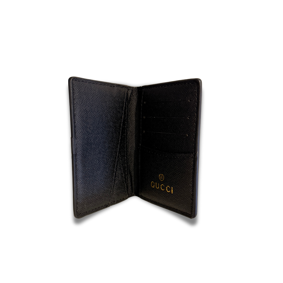 GUCCI RED FOX FLIP CARD HOLDER - BLACK