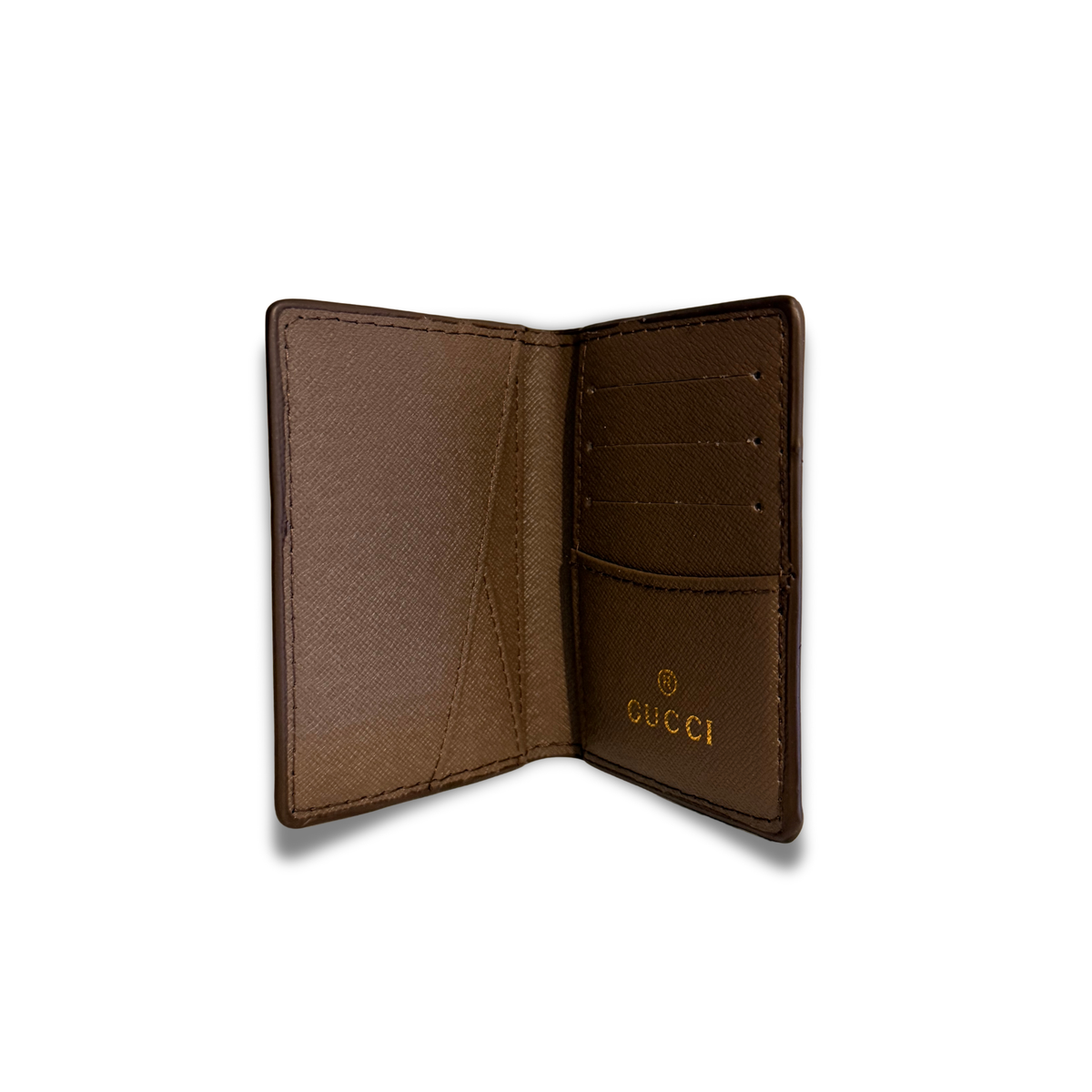 GUCCI RED TIGER FLIP CARD HOLDER - BROWN