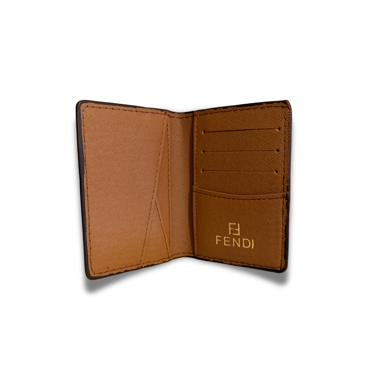 FENDI MONOGRAM FLIP CARD HOLDER - BROWN/BEIGE
