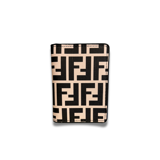 FENDI MONOGRAM FLIP CARD HOLDER - BLACK/CREAM
