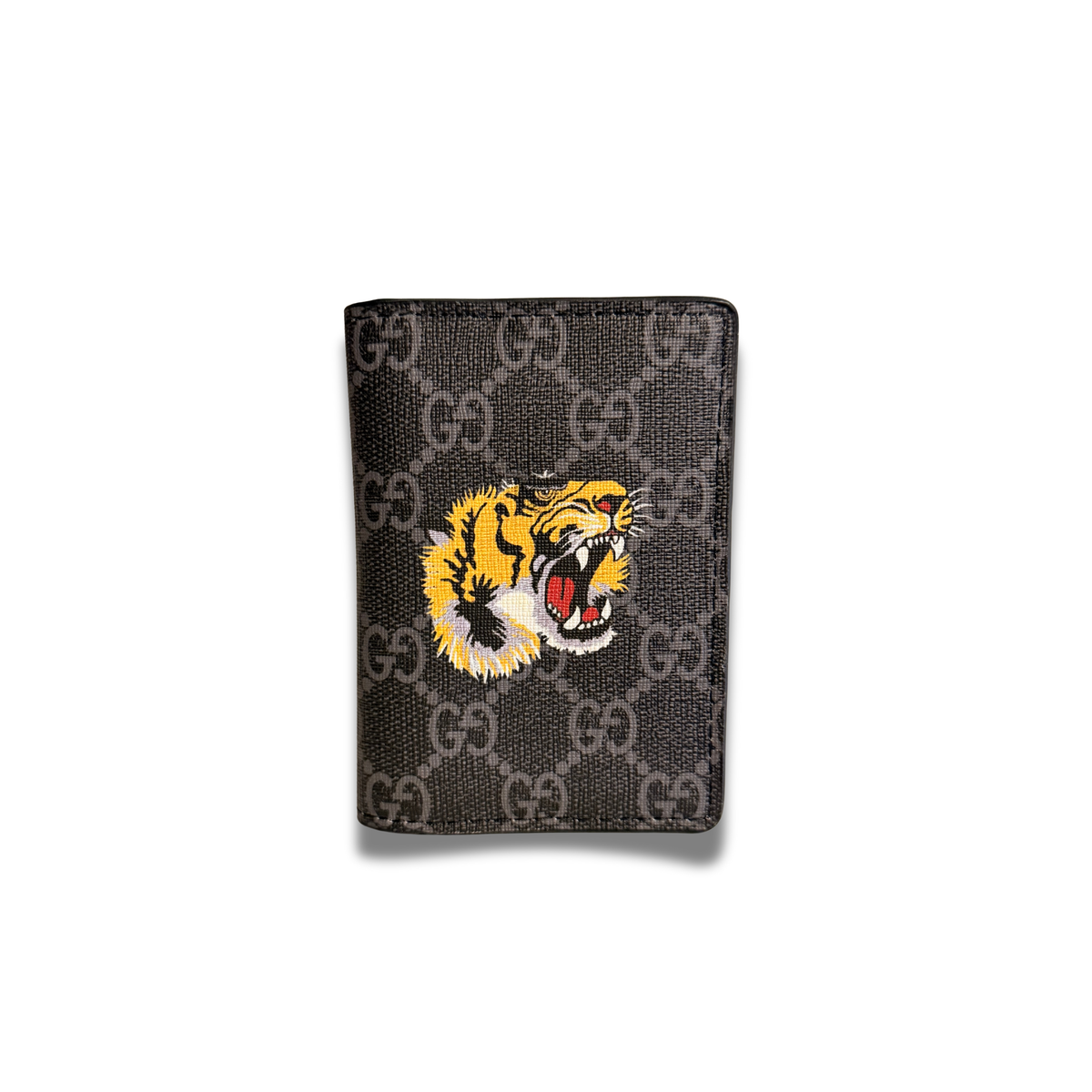 GUCCI TIGER FLIP CARD HOLDER - BLACK