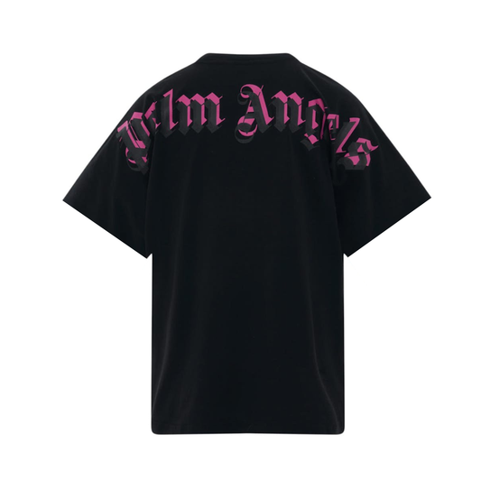 PALM ANGELS DOUBLED LOGO T-SHIRT - BLACK/PINK