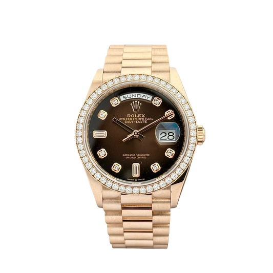 ROLEX DAY DATE 40 EVEROSE GOLD CHOCOLATE DIAMOND DIAL