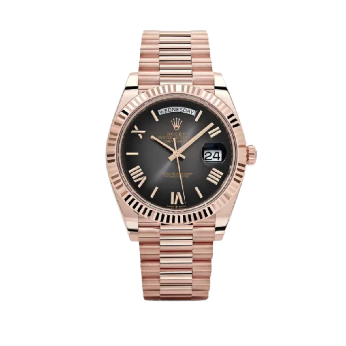 ROLEX DAY DATE 40 ROSE SLATE ROMAN DIAL