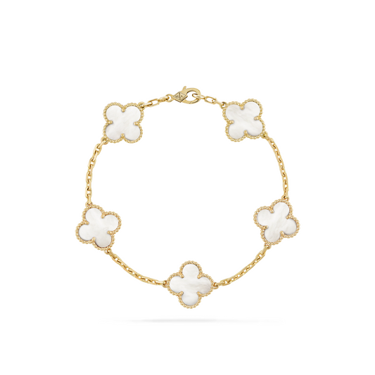VAN CLEEF VINTAGE ALHAMBRA BRACELET - GOLD/WHITE