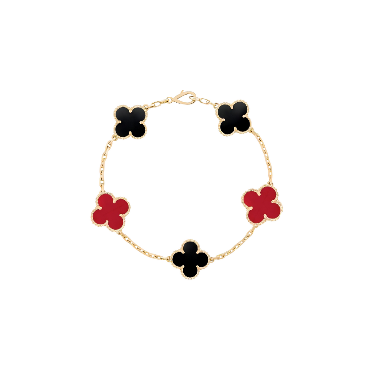 VAN CLEEF VINTAGE ALHAMBRA BRACELET - GOLD/BLACK/RED