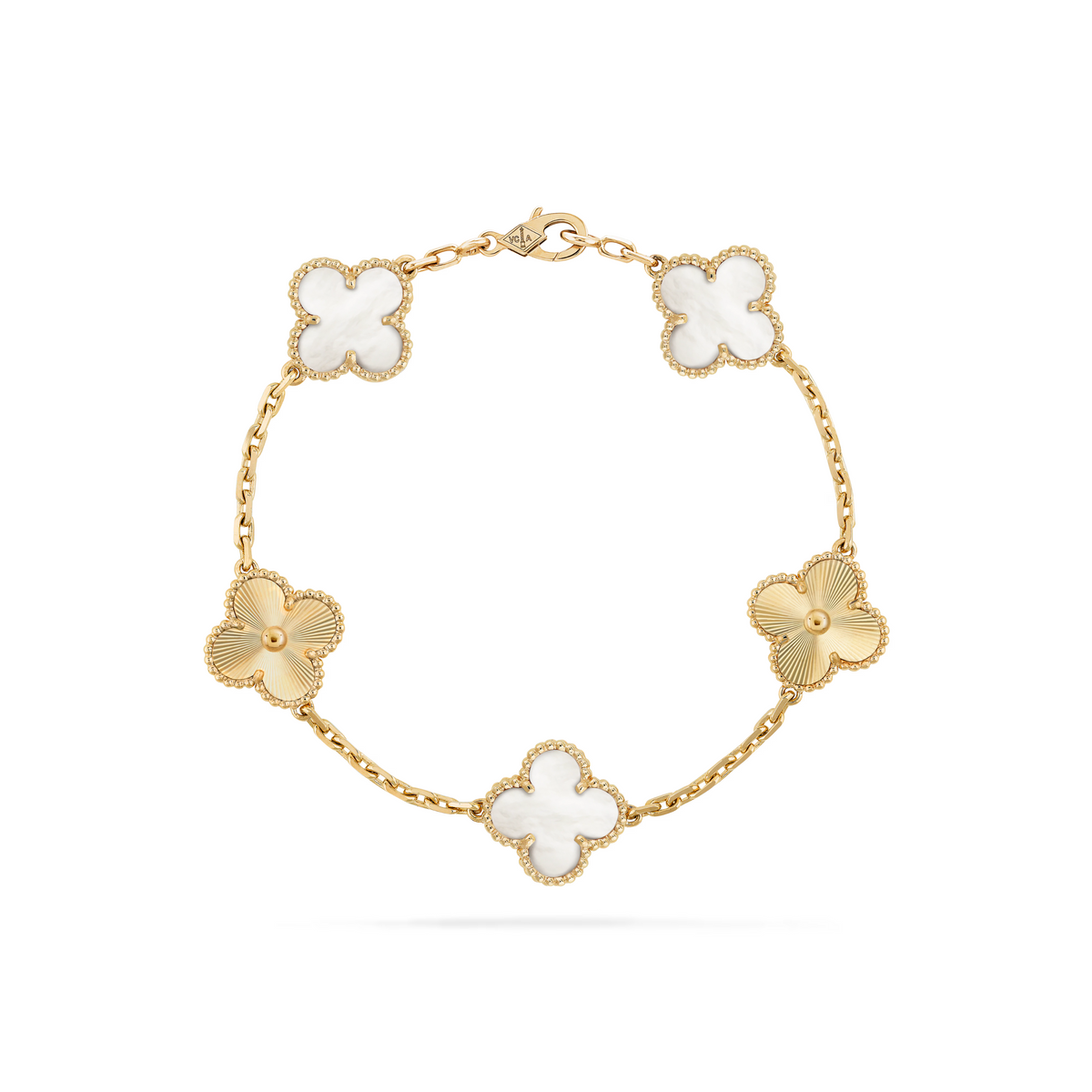 VAN CLEEF VINTAGE ALHAMBRA BRACELET - GOLD/WHITE/GOLD