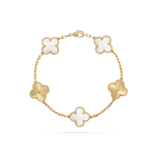 VAN CLEEF VINTAGE ALHAMBRA BRACELET - GOLD/WHITE/GOLD