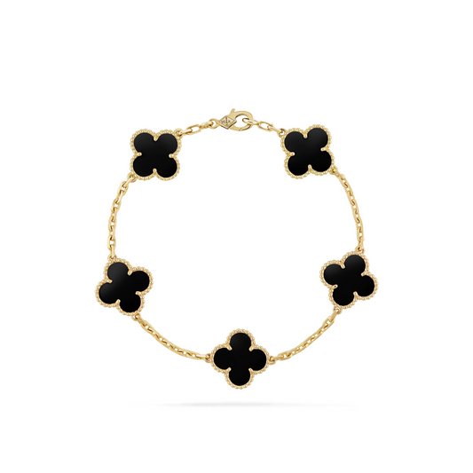 VAN CLEEF VINTAGE ALHAMBRA BRACELET SMALL PENDANTS - GOLD/BLACK