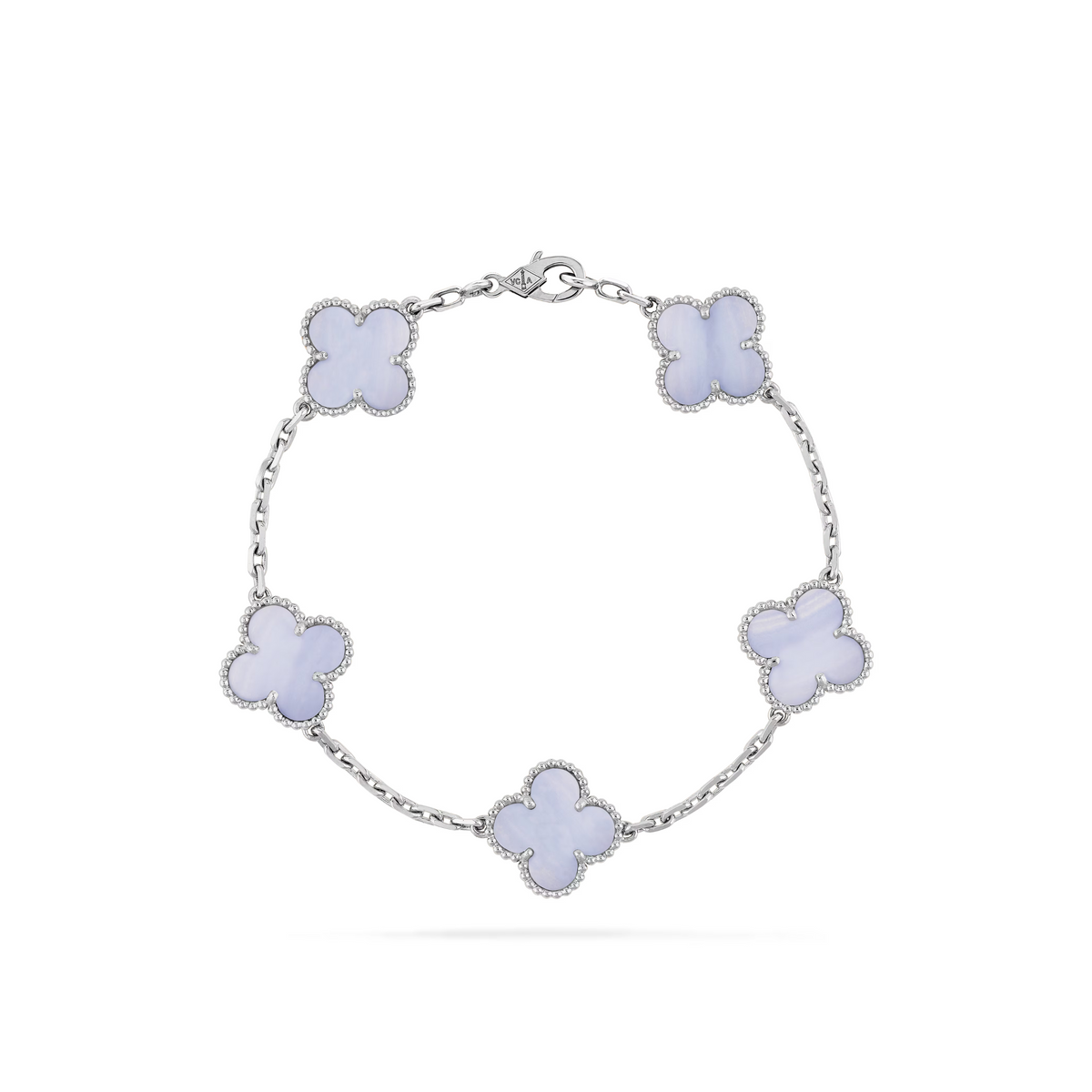 VAN CLEEF VINTAGE ALHAMBRA BRACELET - SILVER/WHITE