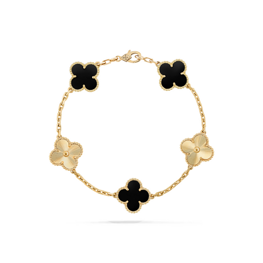 VAN CLEEF VINTAGE ALHAMBRA BRACELET - GOLD/BLACK/GOLD