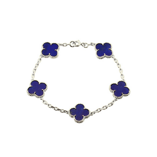 VAN CLEEF VINTAGE ALHAMBRA BRACELET - SILVER/NAVY BLUE