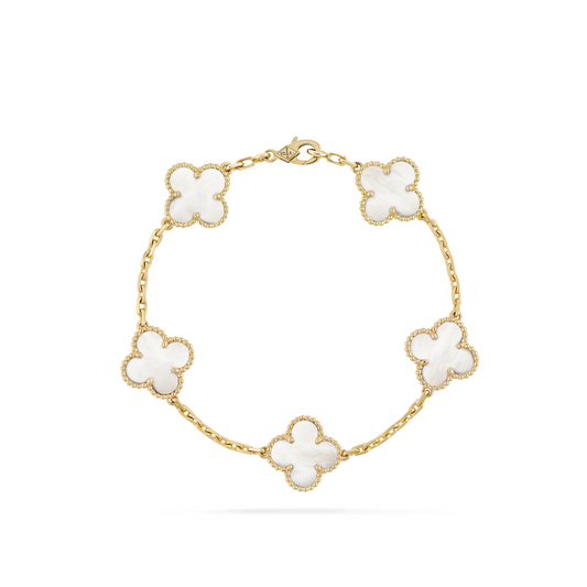 VAN CLEEF VINTAGE ALHAMBRA BRACELET - GOLD/WHITE