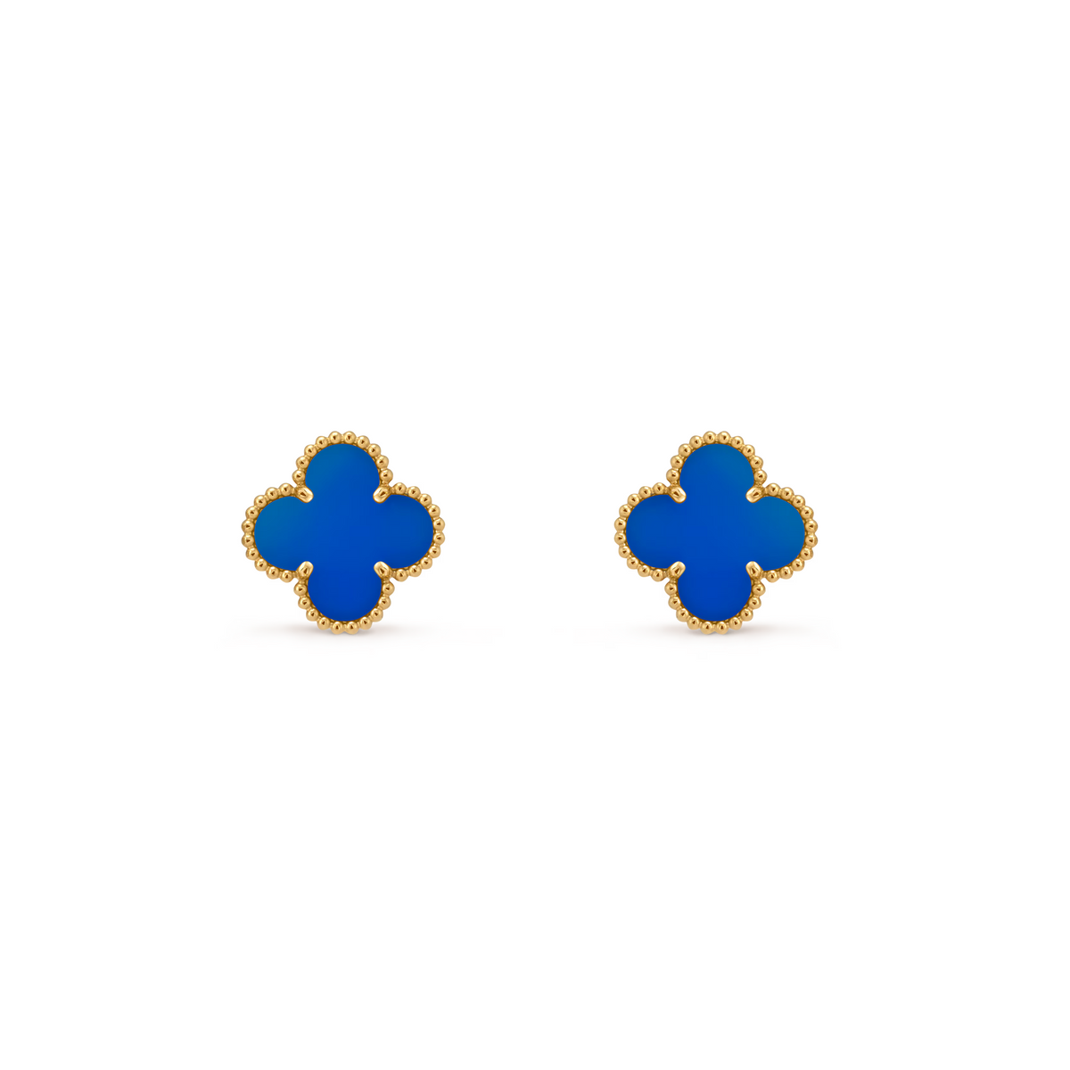 VAN CLEEF VINTAGE ALHAMBRA EAR STUDS - GOLD/BLUE