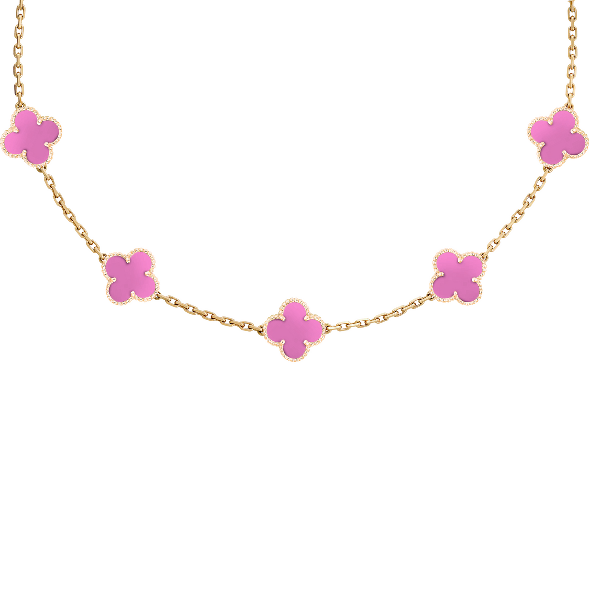 VAN CLEEF VINTAGE ALHAMBRA NECKLACE  - GOLD/PINK