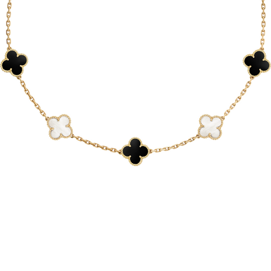 VAN CLEEF VINTAGE ALHAMBRA NECKLACE  - GOLD/BLACK/WHITE