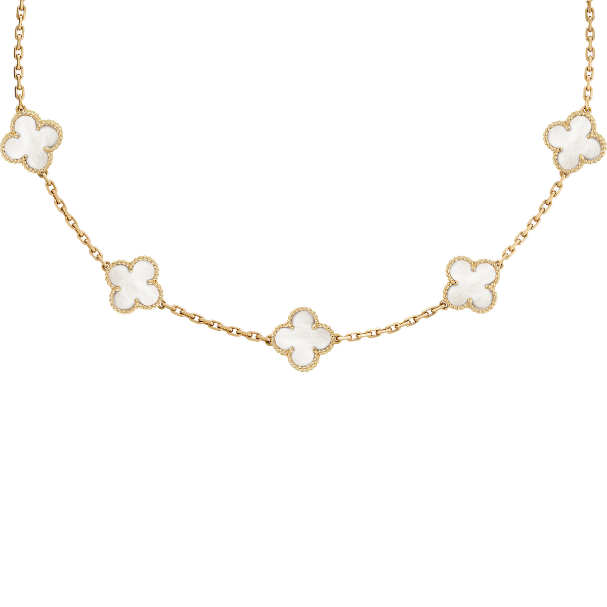 VAN CLEEF VINTAGE ALHAMBRA NECKLACE  - GOLD/WHITE