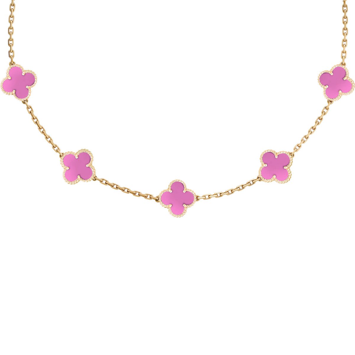 VAN CLEEF VINTAGE ALHAMBRA NECKLACE - GOLD/PINK