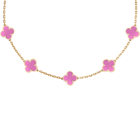 VAN CLEEF VINTAGE ALHAMBRA NECKLACE - GOLD/PINK