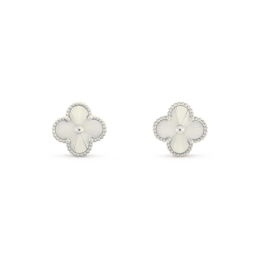 VAN CLEEF VINTAGE ALHAMBRA EARRINGS - SILVER