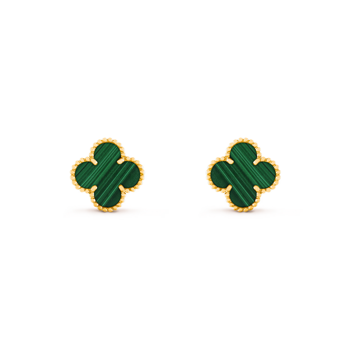 VAN CLEEF VINTAGE ALHAMBRA EARRINGS - GOLD/GREEN