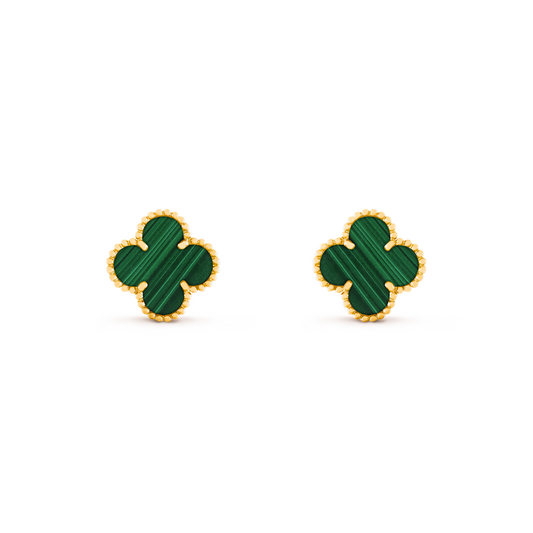 VAN CLEEF VINTAGE ALHAMBRA EARRINGS - GOLD/GREEN