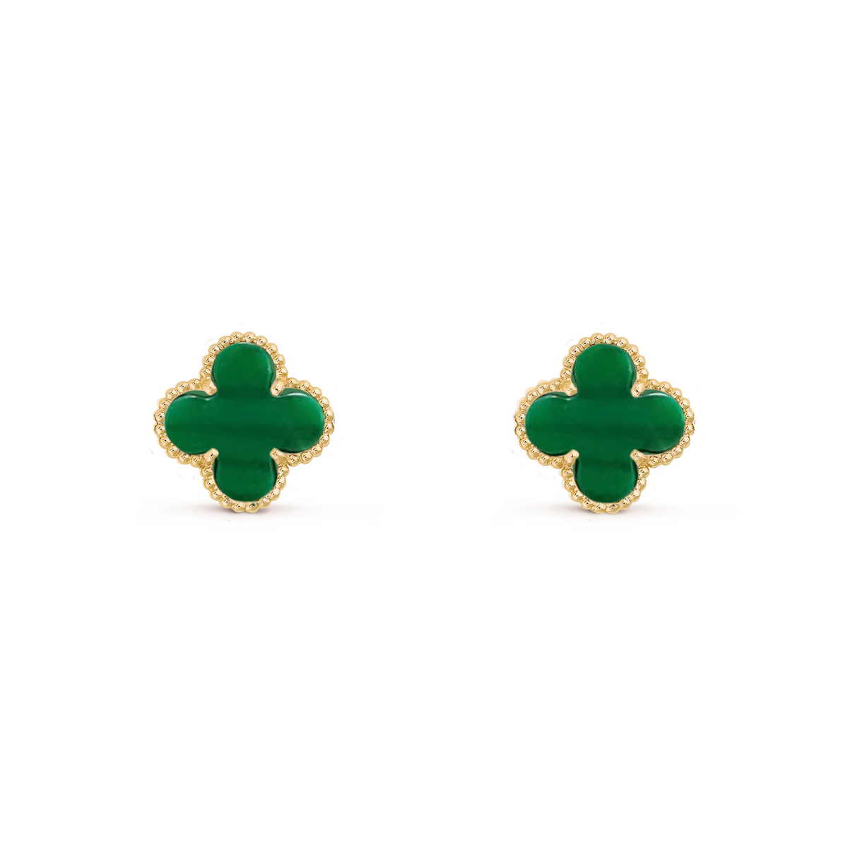 VAN CLEEF VINTAGE ALHAMBRA EARRINGS - GOLD/EMERALD